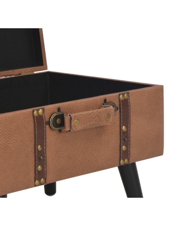 Stolička s úložným prostorem 40 cm hnědá umělá kůže