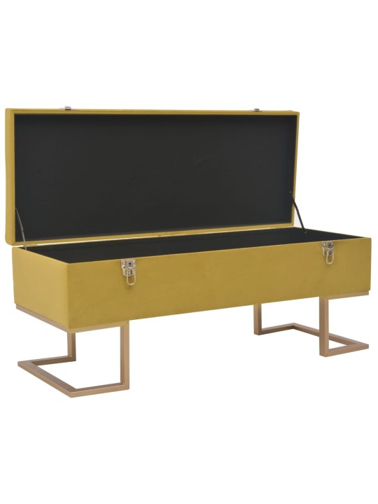 Lavice s úložným prostorem 105 cm hořčicová samet