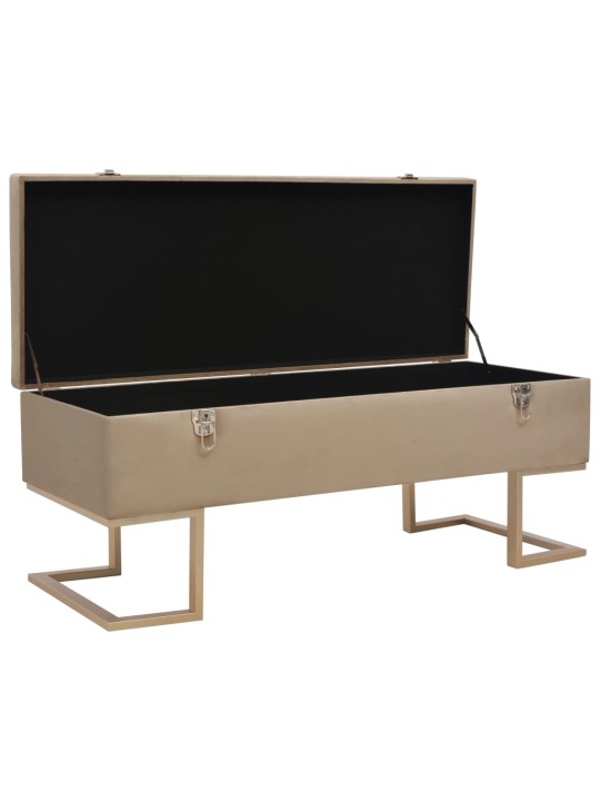 Lavice s úložným prostorem 105 cm béžová samet