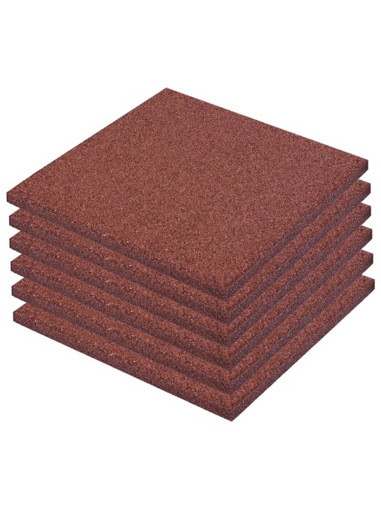 Protipádová dlaždice 6 ks červená 50 x 50 x 3 cm pryžová