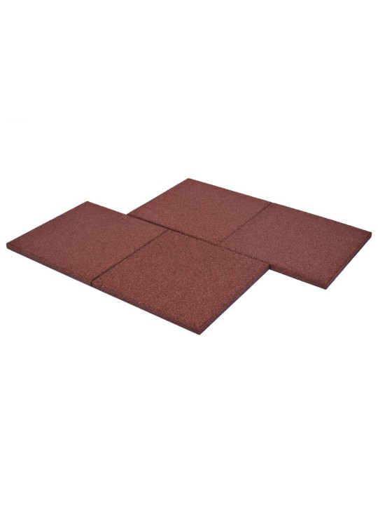 Protipádová dlaždice 6 ks červená 50 x 50 x 3 cm pryžová