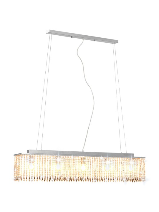 Stropní lampa s křišťálovými korálky stříbrná 104 cm E14
