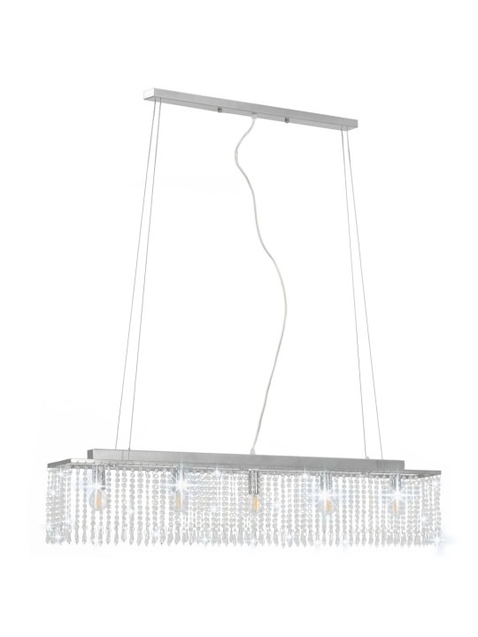 Stropní lampa s křišťálovými korálky stříbrná 104 cm E14