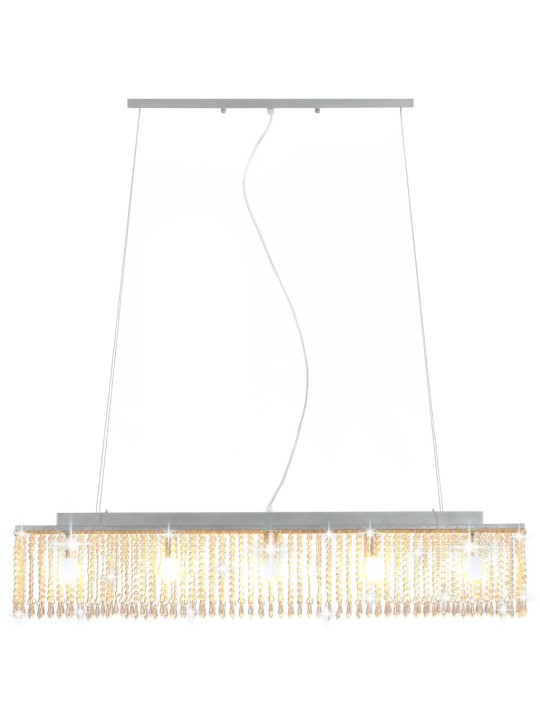 Stropní lampa s křišťálovými korálky stříbrná 104 cm E14