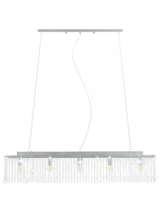 Stropní lampa s křišťálovými korálky stříbrná 104 cm E14