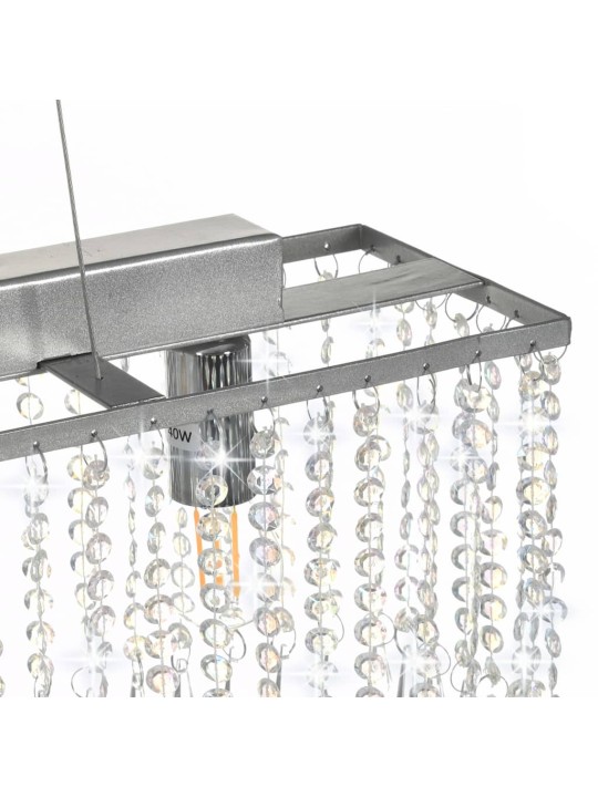 Stropní lampa s křišťálovými korálky stříbrná 104 cm E14