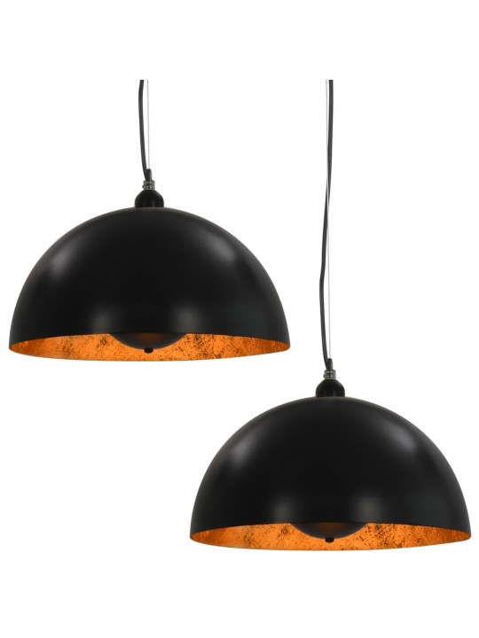 Stropní svítidla 2 ks černo-zlatá polokulová 40 cm E27