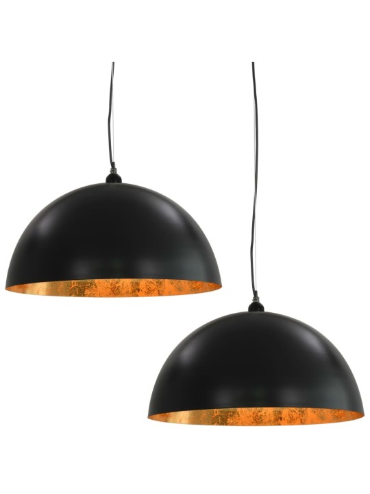 Stropní svítidla 2 ks černo-zlatá polokulová 50 cm E27