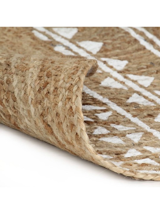 Ručně vyrobený koberec z juty s bílým potiskem 90 cm