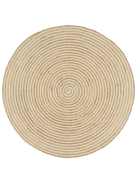 Ručně vyrobený koberec z juty spirálový design bílý 90 cm