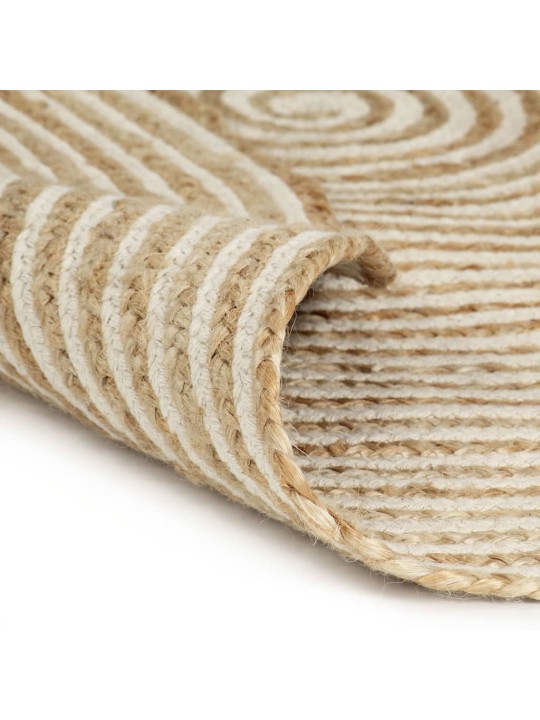 Ručně vyrobený koberec z juty spirálový design bílý 90 cm