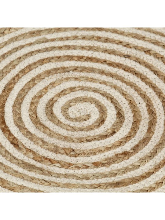 Ručně vyrobený koberec z juty spirálový design bílý 90 cm