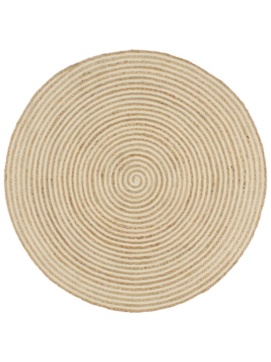Ručně vyrobený koberec z juty spirálový design bílý 120 cm