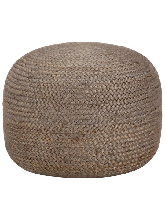 Ručně vyrobený sedací puf světle šedý 45 x 30 cm juta
