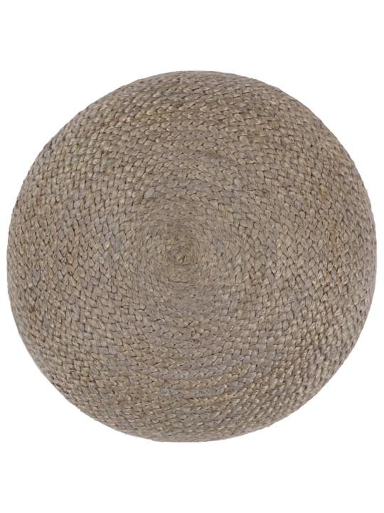 Ručně vyrobený sedací puf světle šedý 45 x 30 cm juta