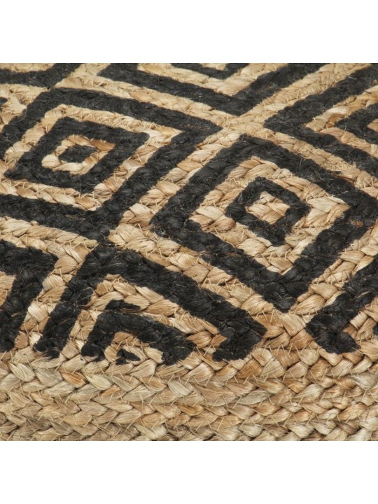 Ručně vyrobený sedací puf černý 45 x 30 cm juta