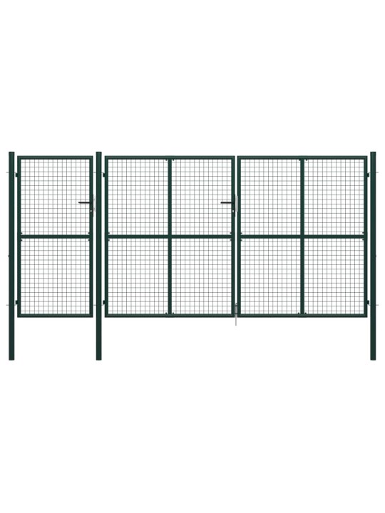Zahradní brána ocel 400 x 150 cm zelená