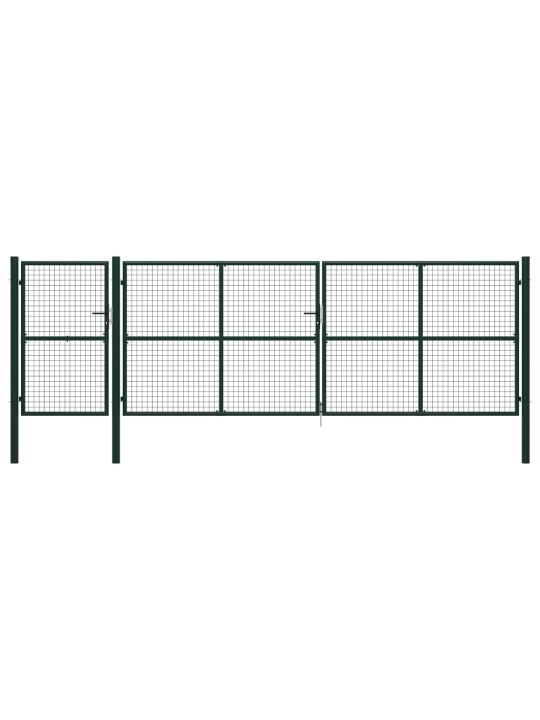 Zahradní brána ocel 500 x 150 cm zelená