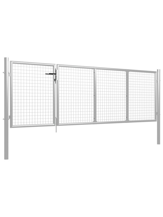 Zahradní brána ocel 350 x 100 cm stříbrná