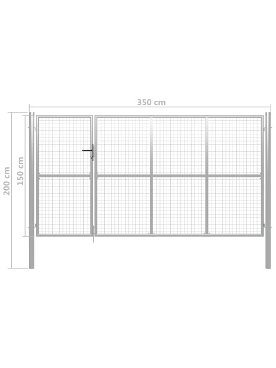 Zahradní plotová brána ocel 350 x 150 cm stříbrná
