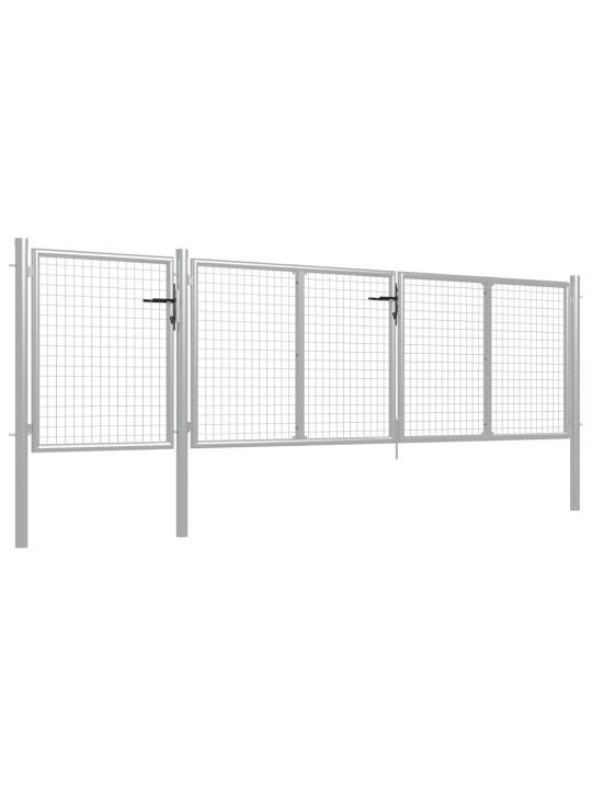 Zahradní brána ocel 400 x 100 cm stříbrná