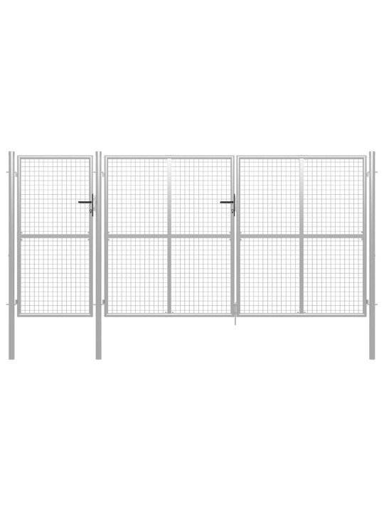 Zahradní brána ocel 400 x 150 cm stříbrná