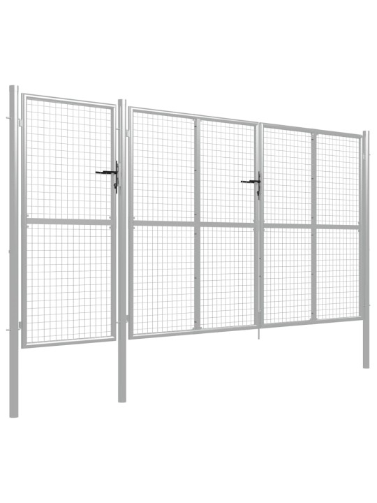 Zahradní brána ocel 400 x 150 cm stříbrná