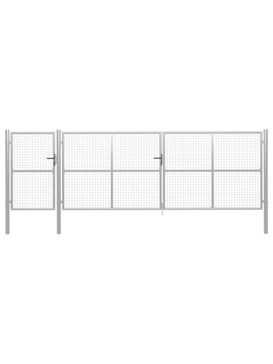 Zahradní brána ocel 500 x 150 cm stříbrná