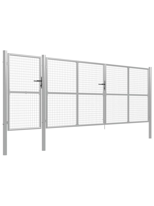 Zahradní brána ocel 500 x 150 cm stříbrná