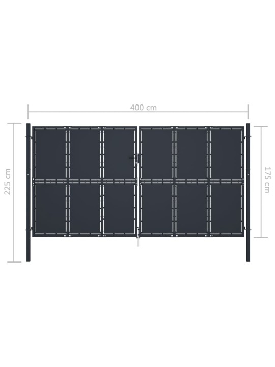 Zahradní brána ocel 400 x 175 cm antracitová