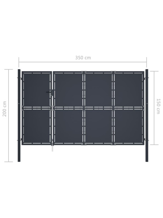 Zahradní brána ocel 350 x 150 cm antracitová