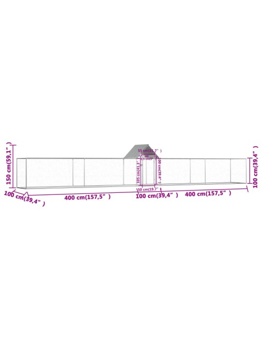 Klec pro kuřata 9 x 1 x 1,5 m pozinkovaná ocel