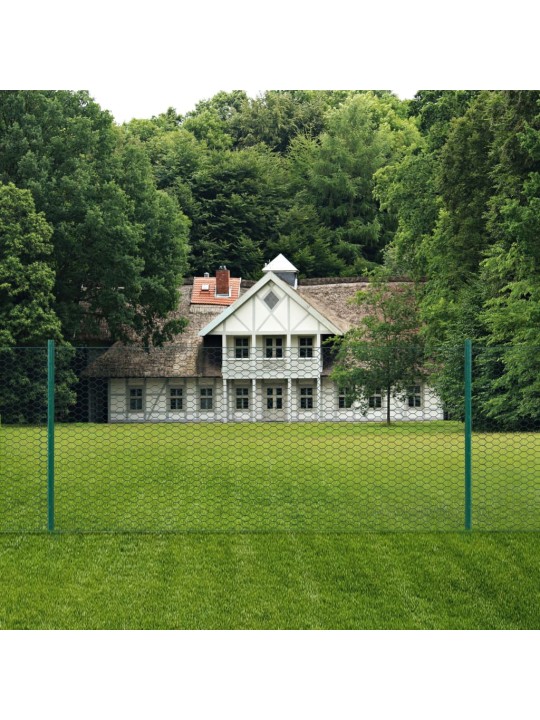 Drátěný plot se sloupky ocel 25 x 0,75 m zelený