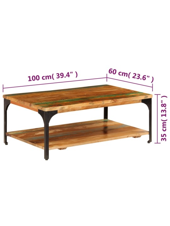 Konferenční stolek s policí 100 x 60 x 35 cm recyklovaný masiv