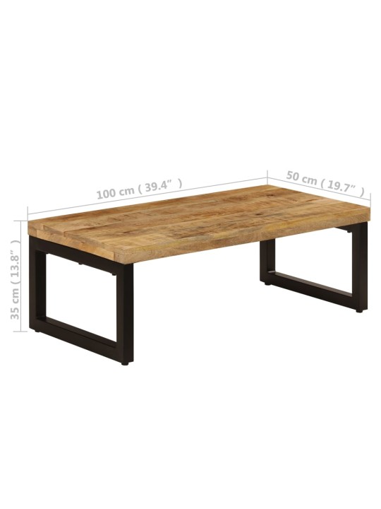 Konferenční stolek 100 x 50 x 35 cm masivní mangovník a ocel