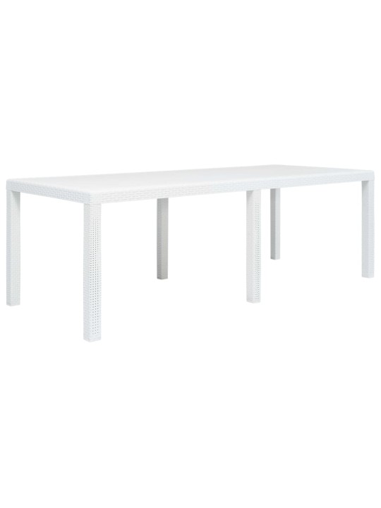 Zahradní stůl bílý 220 x 90 x 72 cm plast ratanový vzhled