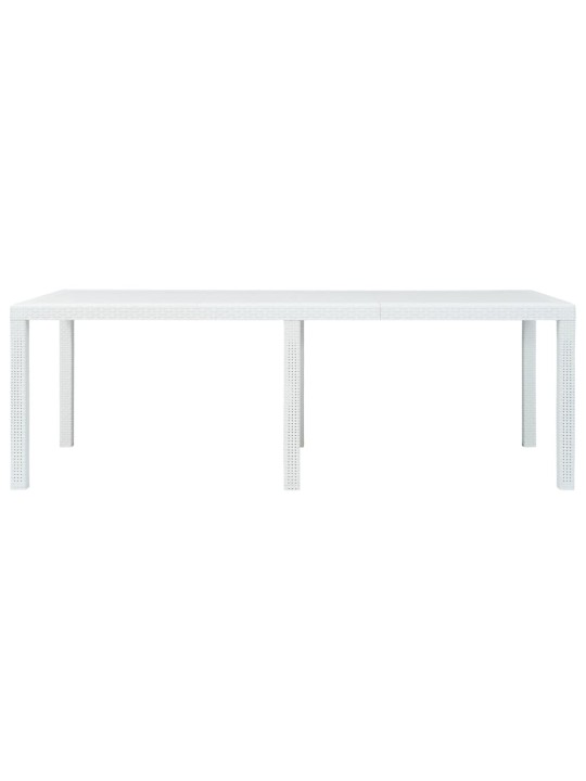 Zahradní stůl bílý 220 x 90 x 72 cm plast ratanový vzhled