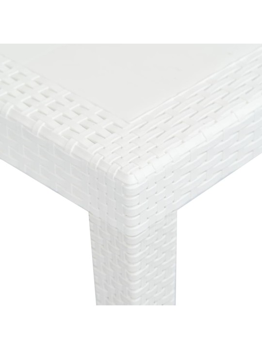 Zahradní stůl bílý 220 x 90 x 72 cm plast ratanový vzhled