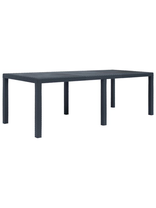 Zahradní stůl antracitový 220x90x72 cm plastový ratanový vzhled