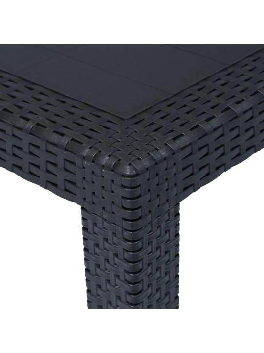 Zahradní stůl antracitový 220x90x72 cm plastový ratanový vzhled