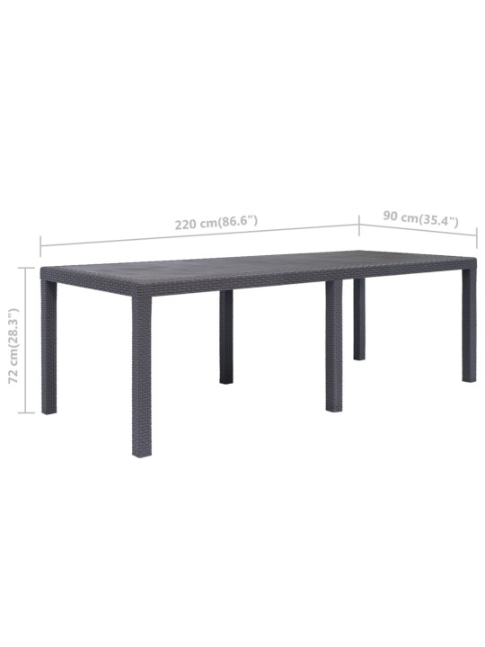 Zahradní stůl bílý 220 x 90 x 72 cm plast ratanový vzhled