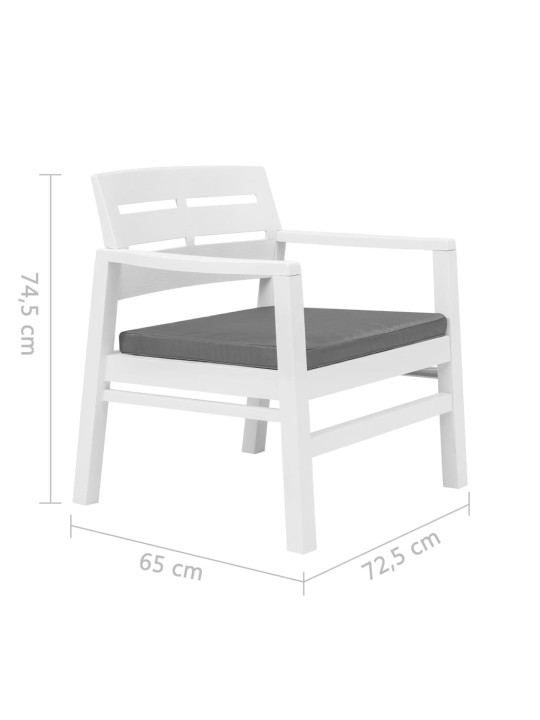3dílná zahradní sedací souprava bílá plast