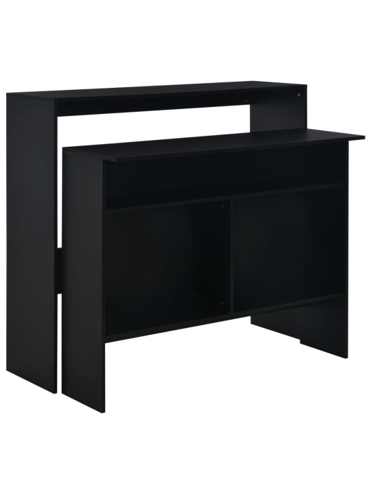 Barový stůl se 2 stolními deskami černý 130 x 40 x 120 cm