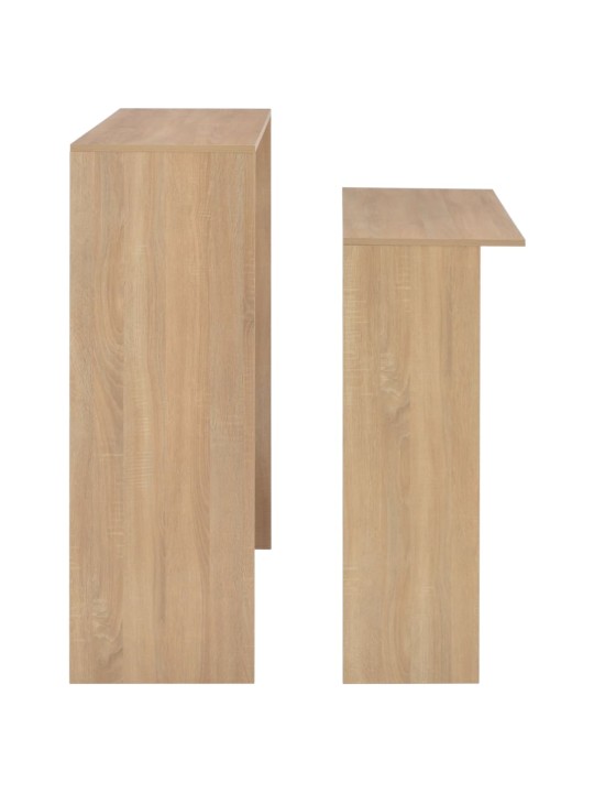 Barový stůl se 2 stolními deskami dub 130 x 40 x 120 cm