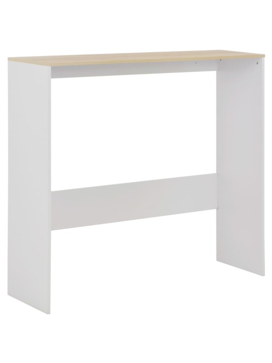 Barový stůl se 2 stolními deskami bílý a dub 130 x 40 x 120 cm