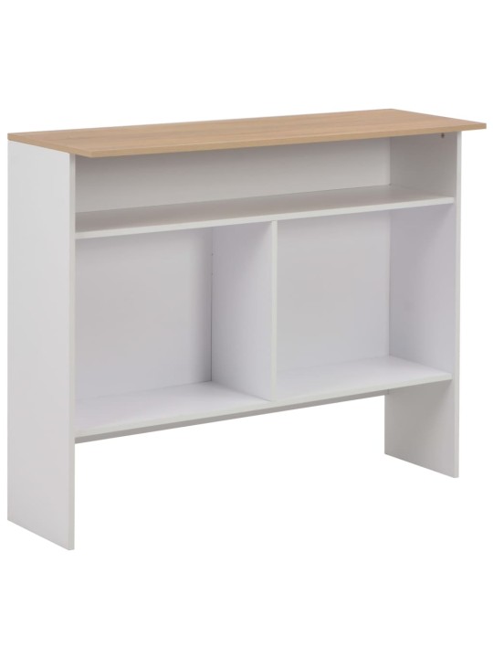 Barový stůl se 2 stolními deskami bílý a dub 130 x 40 x 120 cm