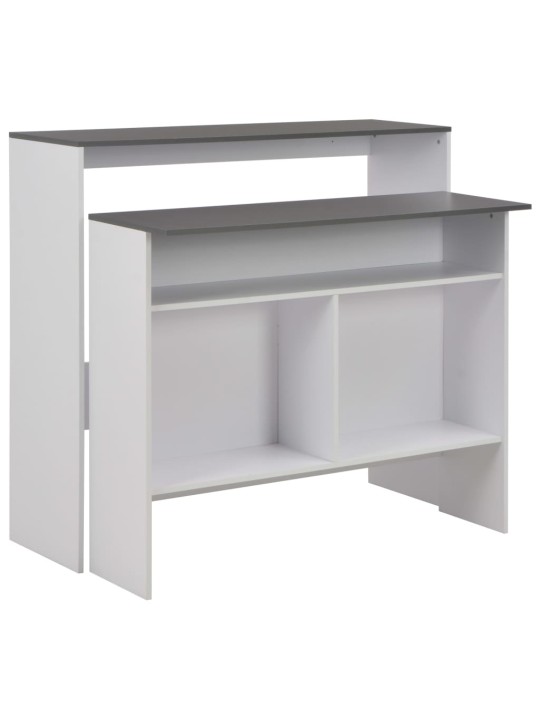 Barový stůl se 2 stolními deskami bílý a šedý 130 x 40 x 120 cm