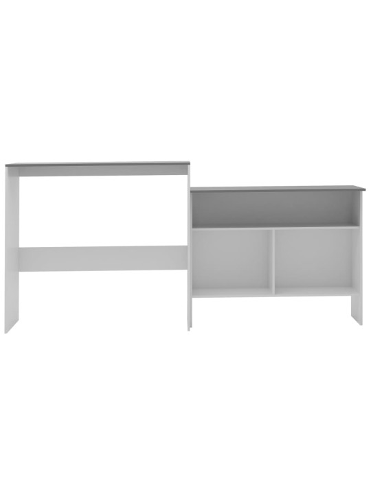 Barový stůl se 2 stolními deskami bílý a šedý 130 x 40 x 120 cm