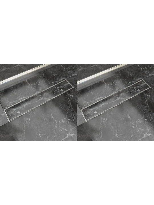 Sprchový odtokový žlab rovný 2 ks 630 x 140 mm nerezová ocel