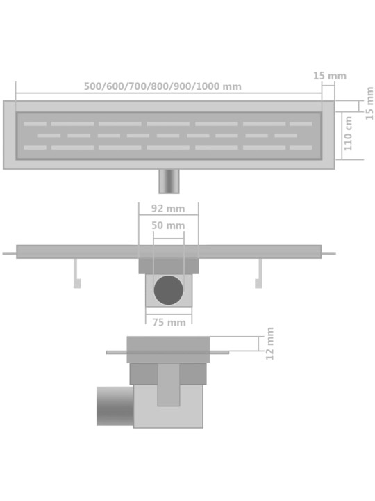 Rovný sprchový odtokový žlab 2ks Bubble 730x140mm nerezová ocel
